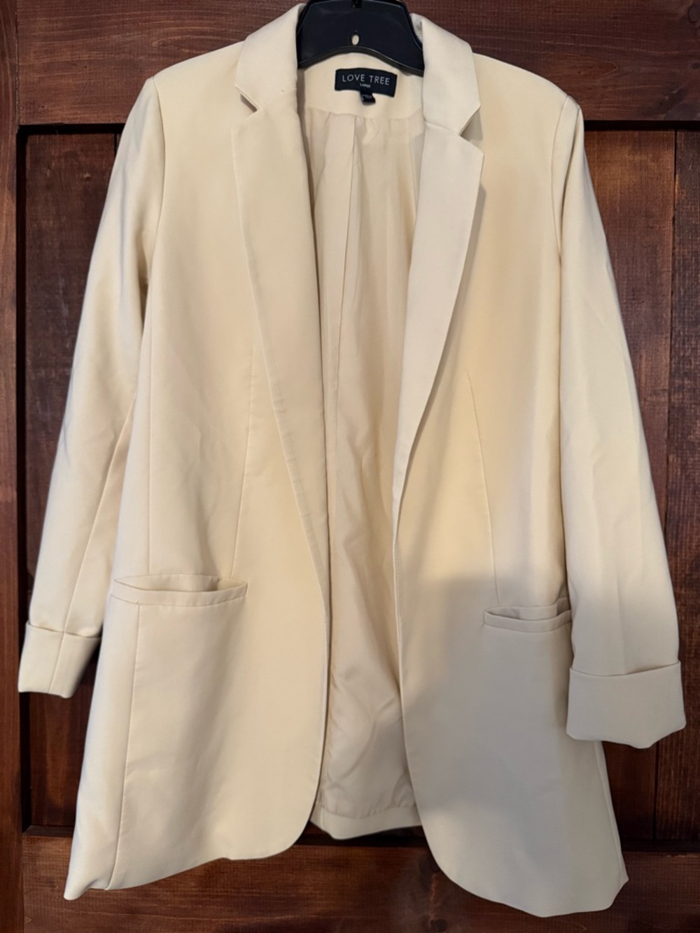Love Tree Cream Open-Front Blazer Jacket